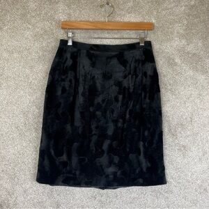 Plaza South Vintage Skirt Womens 10 Black Velvet Pencil Back Zip Lined- 2454*